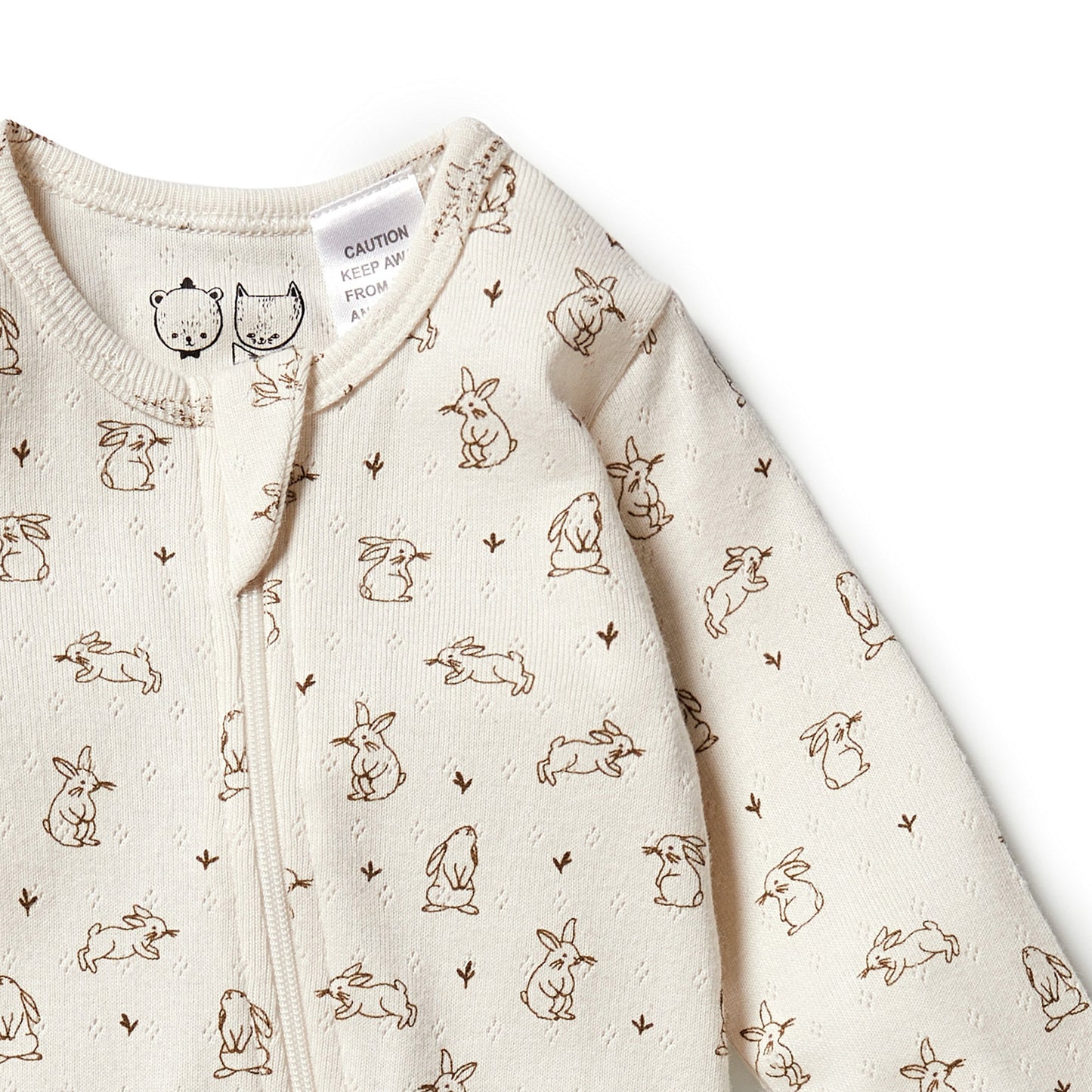 Wilson & Frenchy Pointelle Zipsuit with Feet Bunny Love