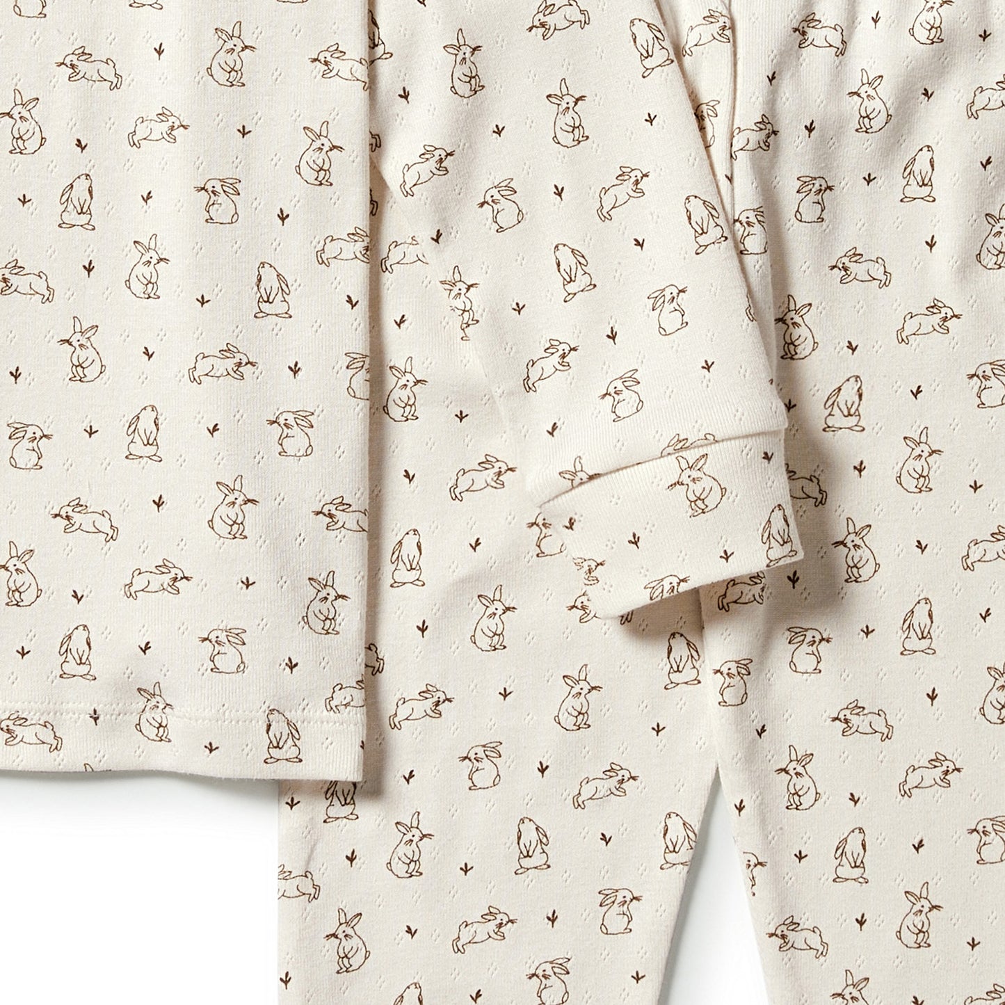 Wilson & Frenchy Organic Pointelle Long Sleeve Pyjamas Bunny Love