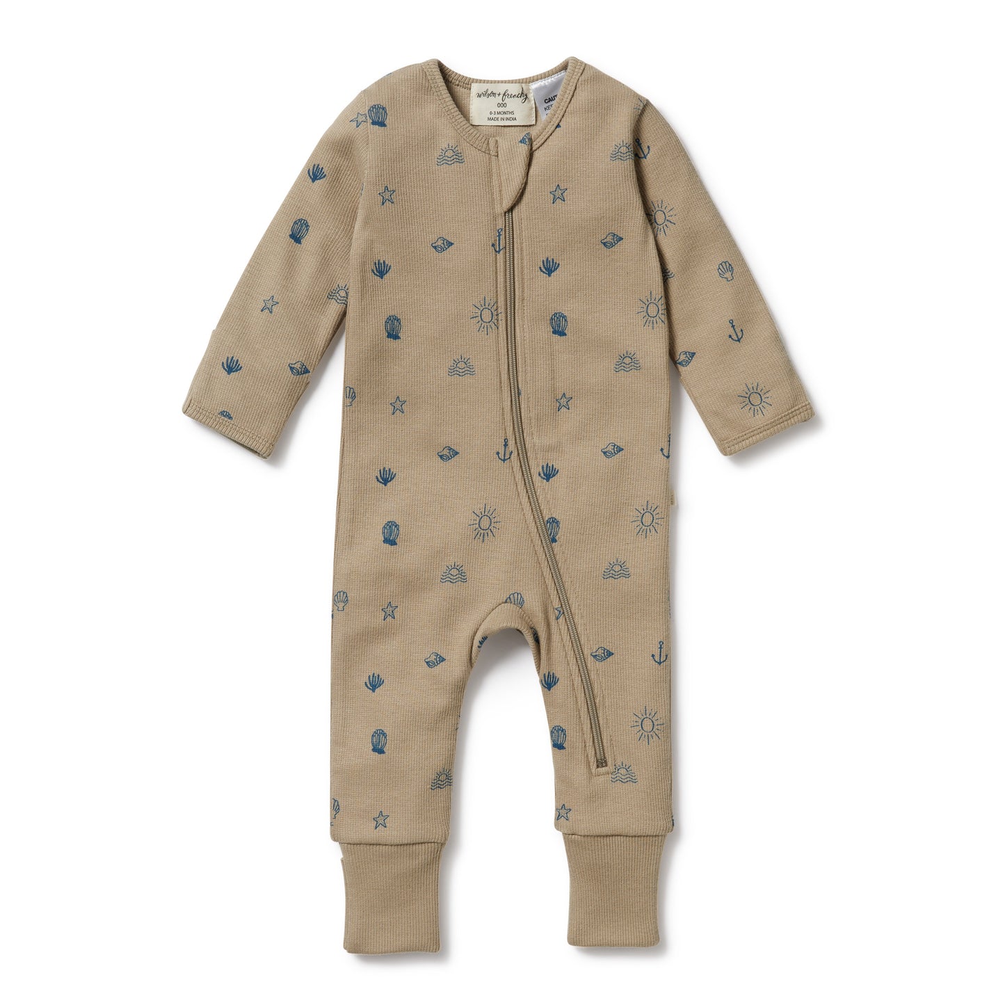 Wilson & Frenchy Organic Rib Zipsuit with Feet Summer Days