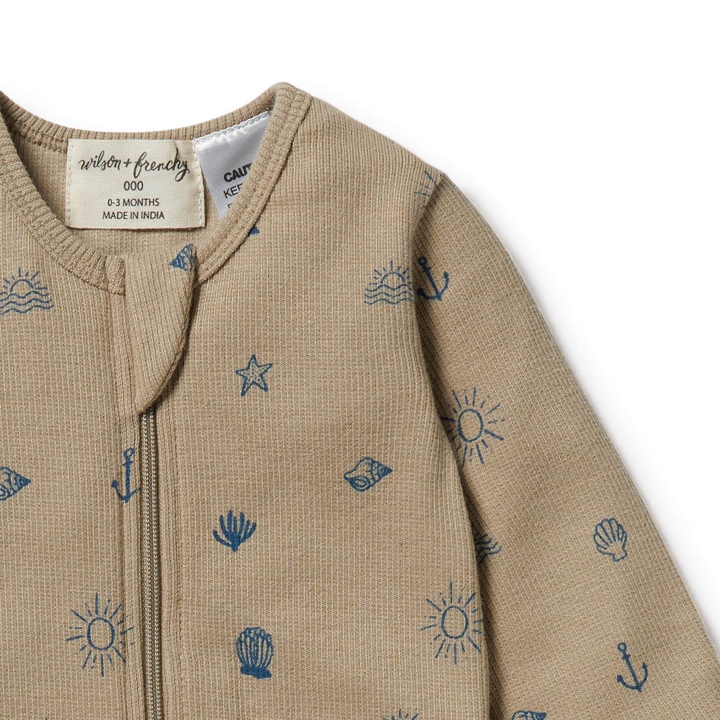 Wilson & Frenchy Organic Rib Zipsuit with Feet Summer Days