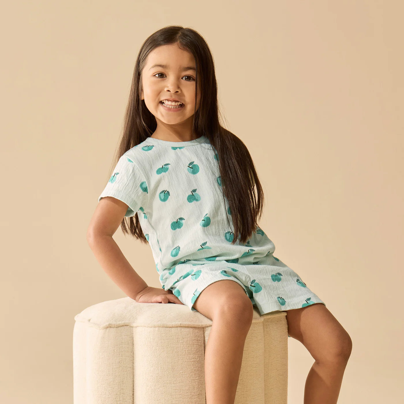 Wilson & Frenchy Organic Crinkle Short Sleeved Pyjamas Apple Papple