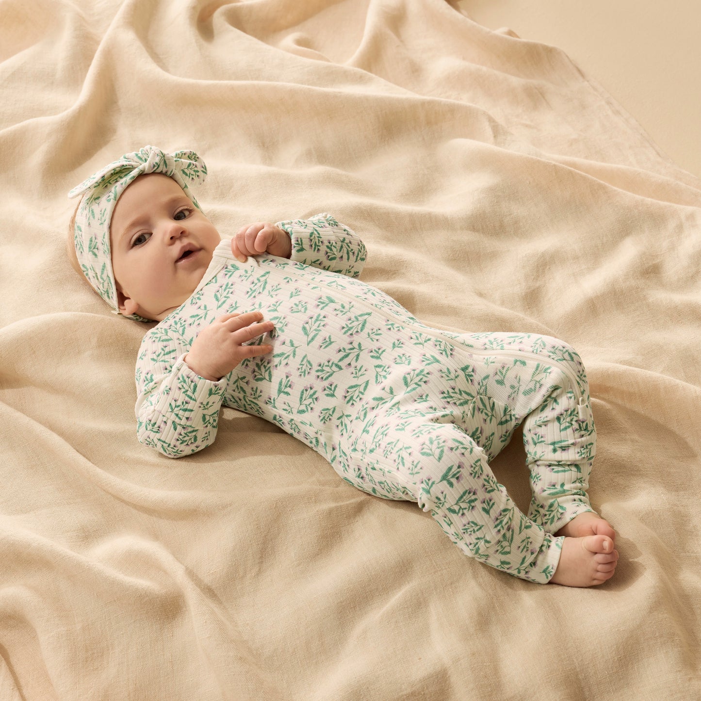 Wilson & Frenchy Organic Zipsuit with Feet Periwinkle