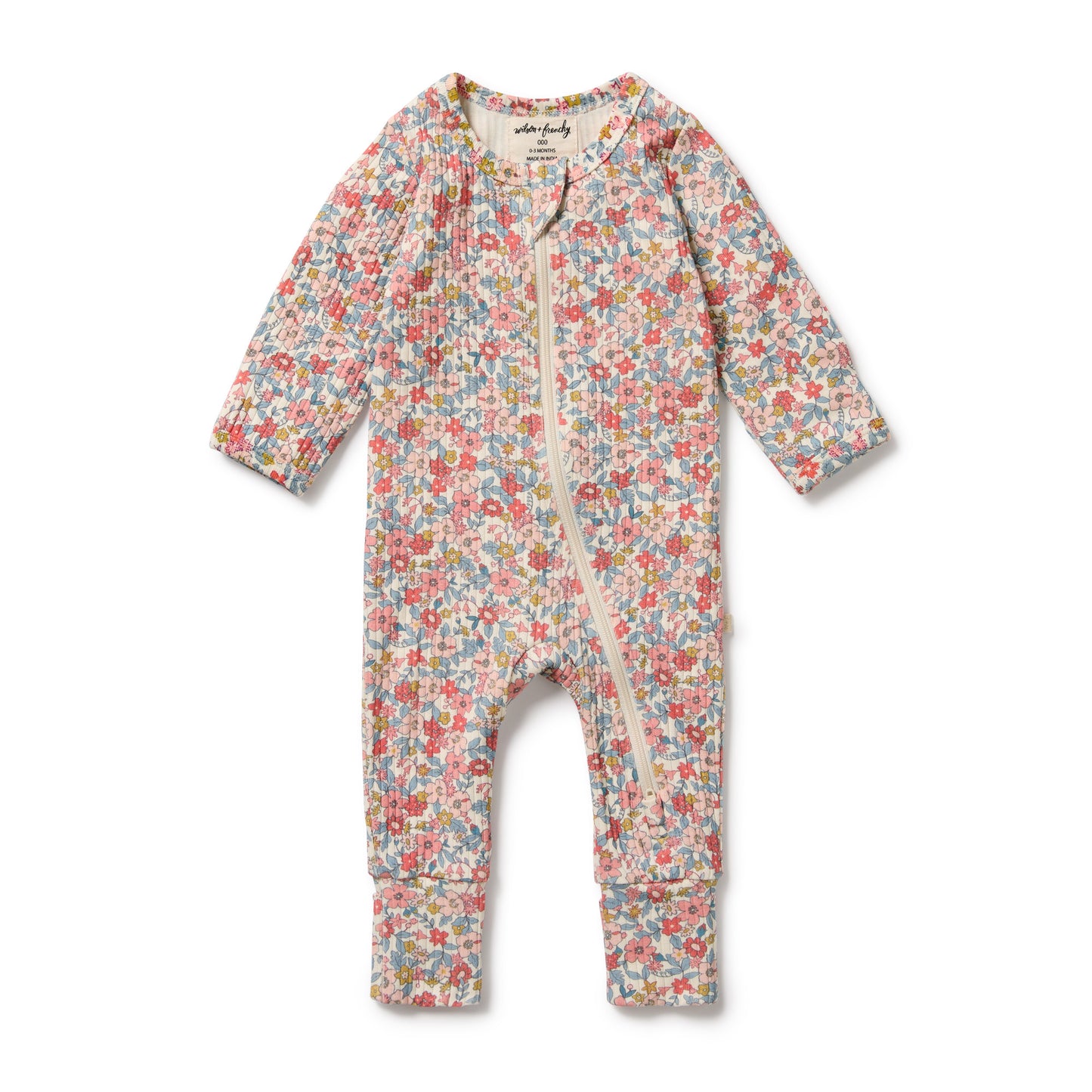 Wilson & Frenchy Organic Zipsuit with Feet Summer Bloom