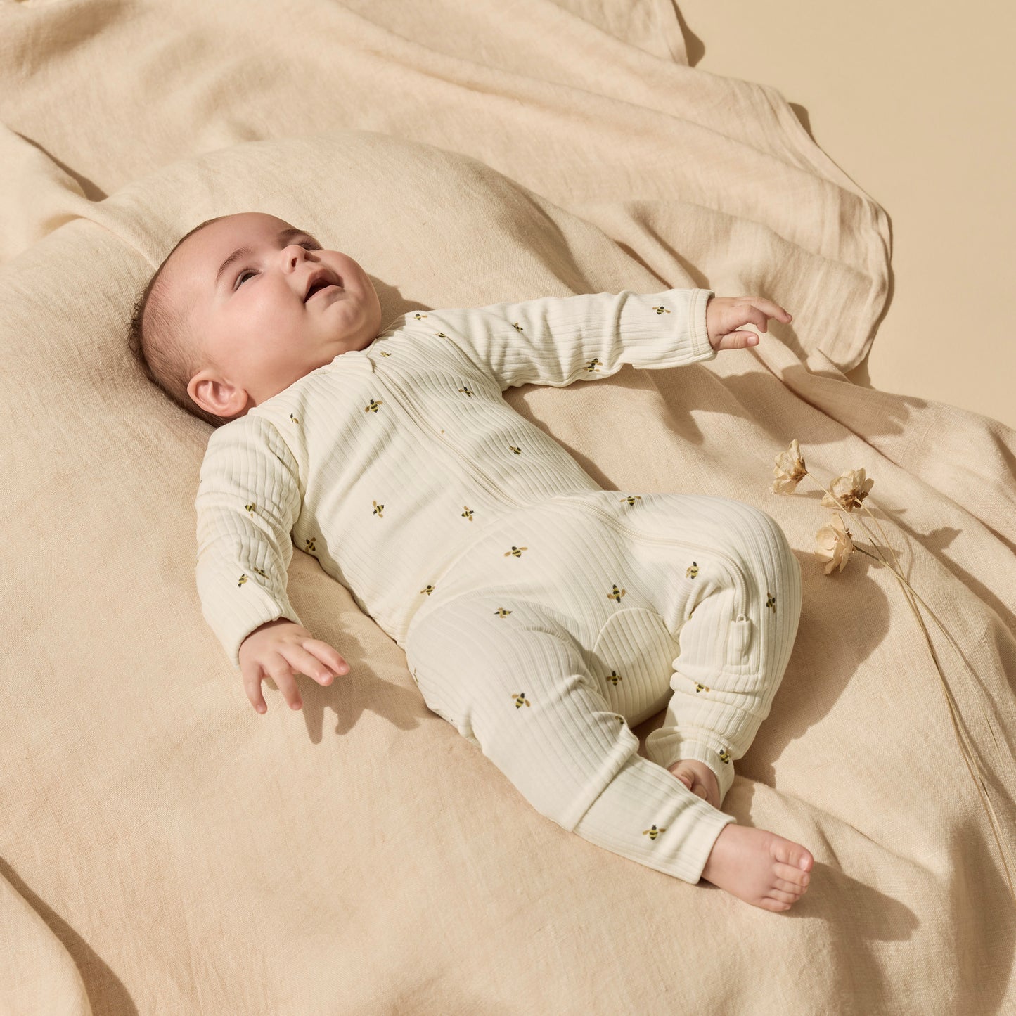 Wilson & Frenchy Organic Zipsuit with Feet Bee Mine