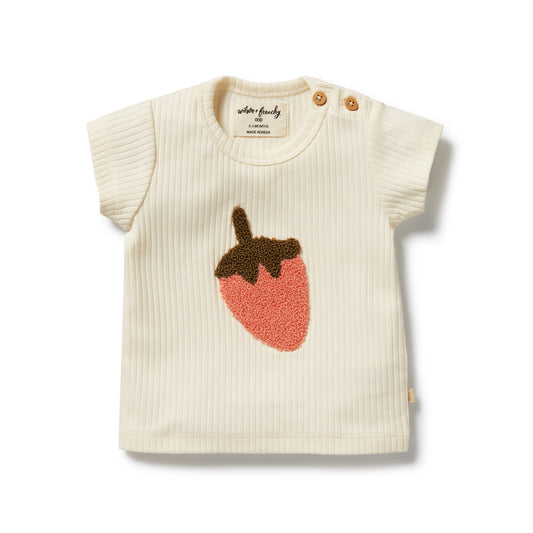 Wilson & Frenchy Embroidered Organic Tee Strawberry Kisses