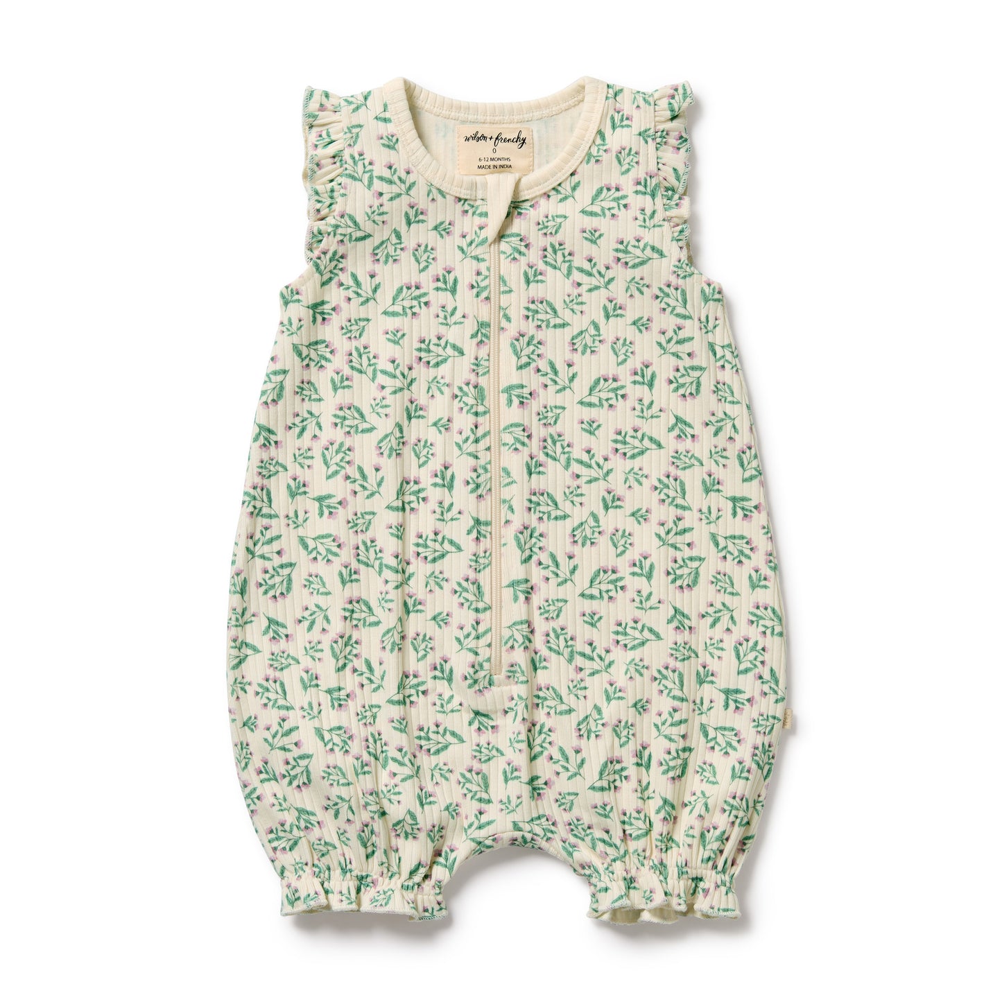 Wilson & Frenchy Organic Ruffle Zipsuit Periwinkle
