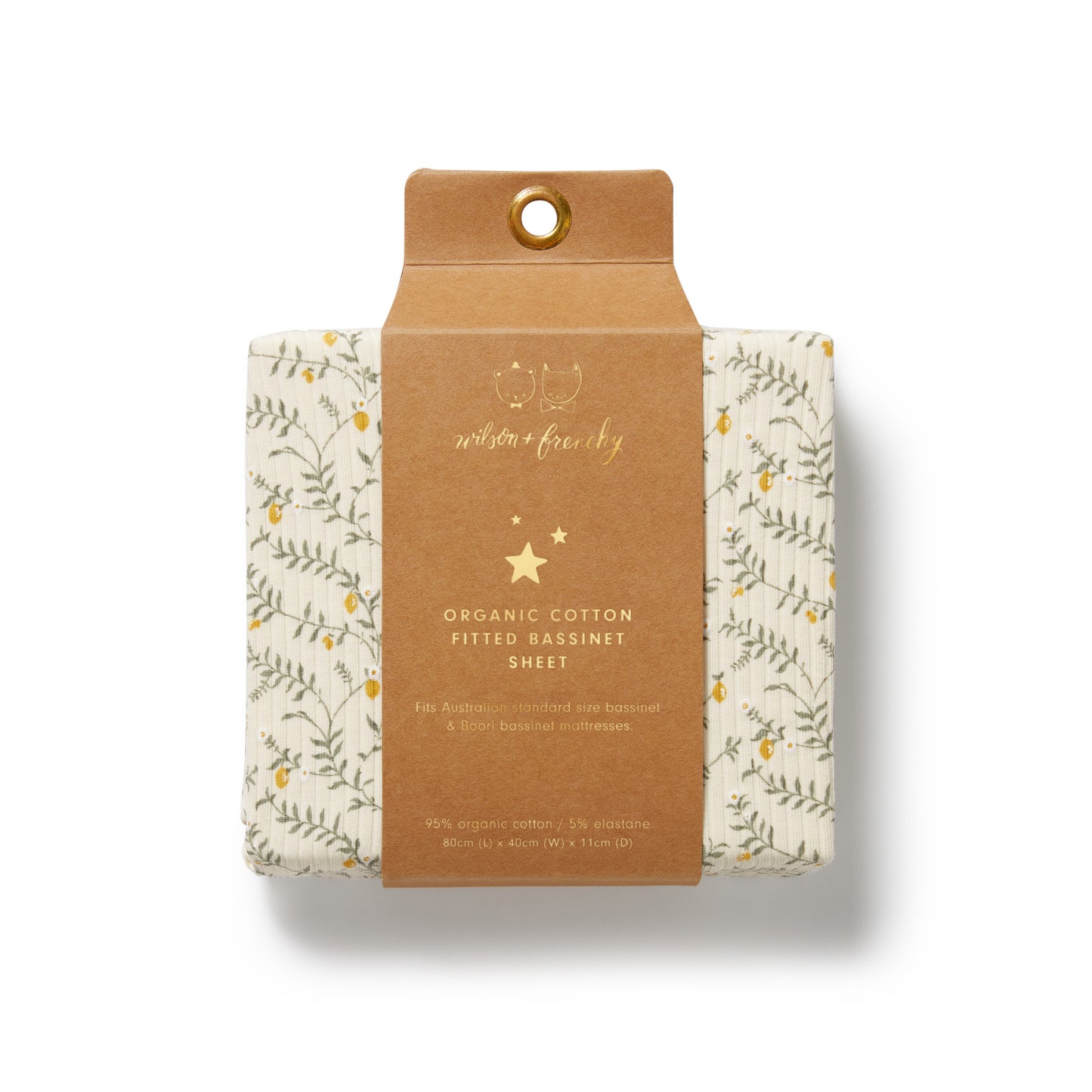 Wilson & Frenchy Organic Bassinet Sheet Lemon Leaf