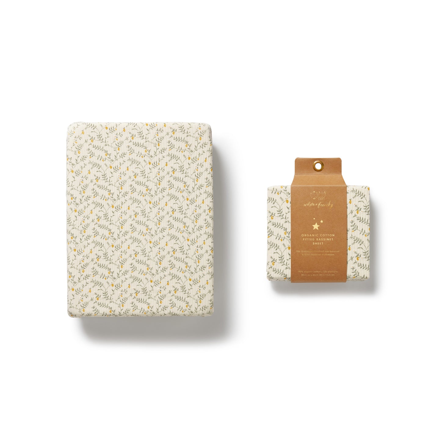 Wilson & Frenchy Organic Bassinet Sheet Lemon Leaf