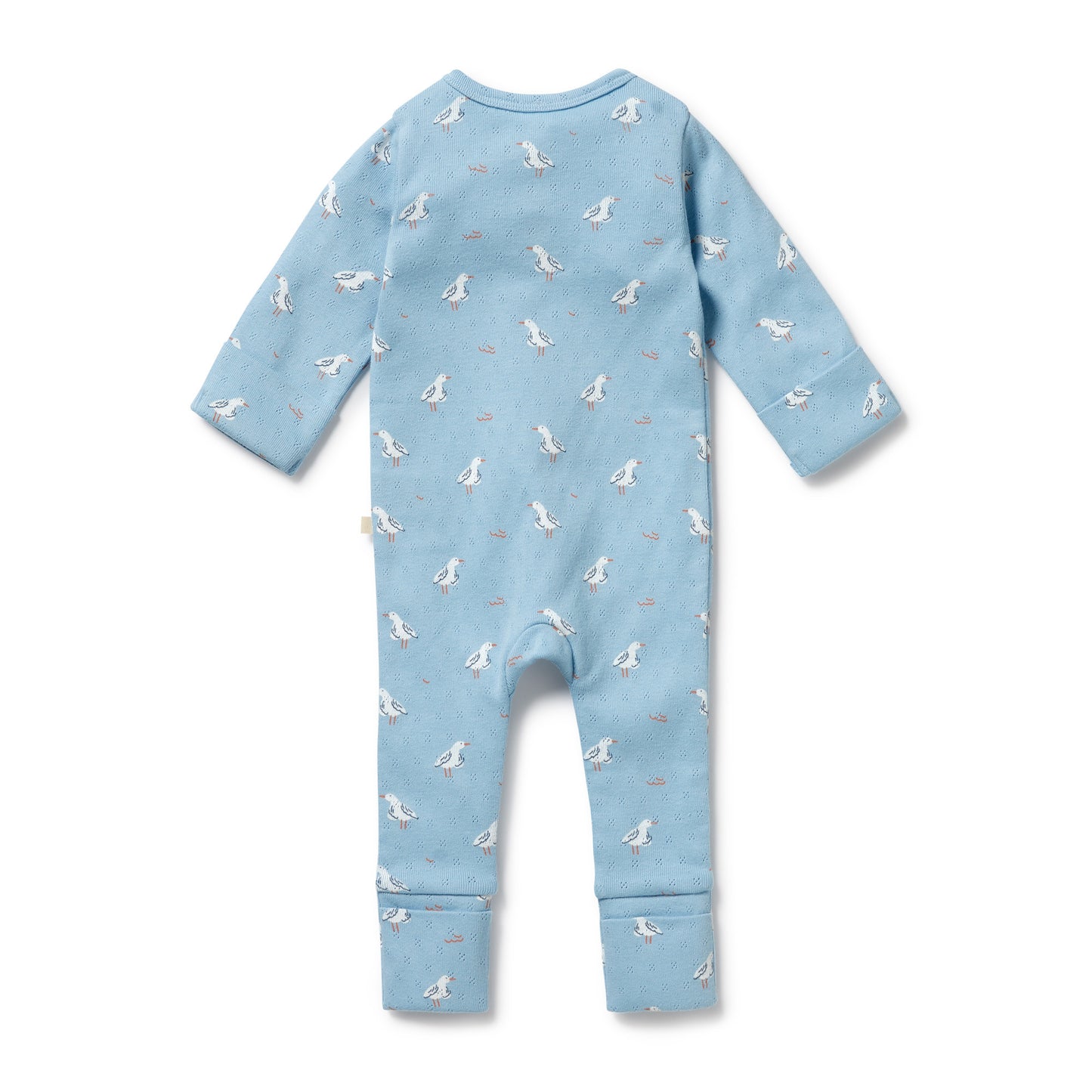 Wilson & Frenchy Organic Pointelle Zipsuit with Feet Sunny Seagulls