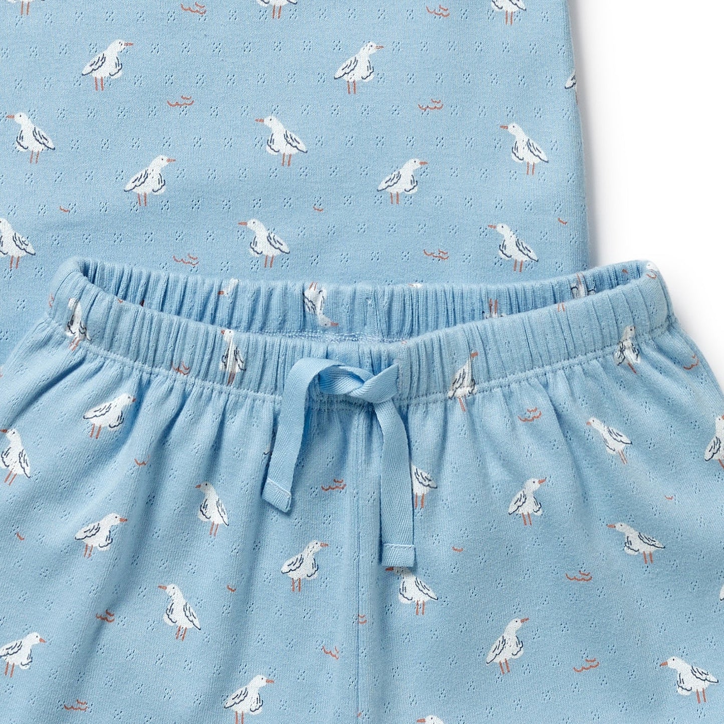 Wilson & Frenchy Organic Pointelle Short Sleeved Pyjamas Sunny Seagulls