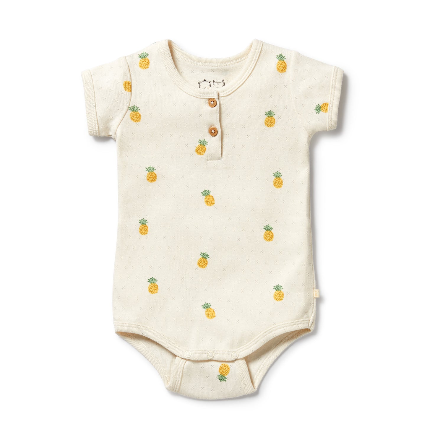 Wilson & Frenchy Organic Pointelle Henley Bodysuit Piney Pals