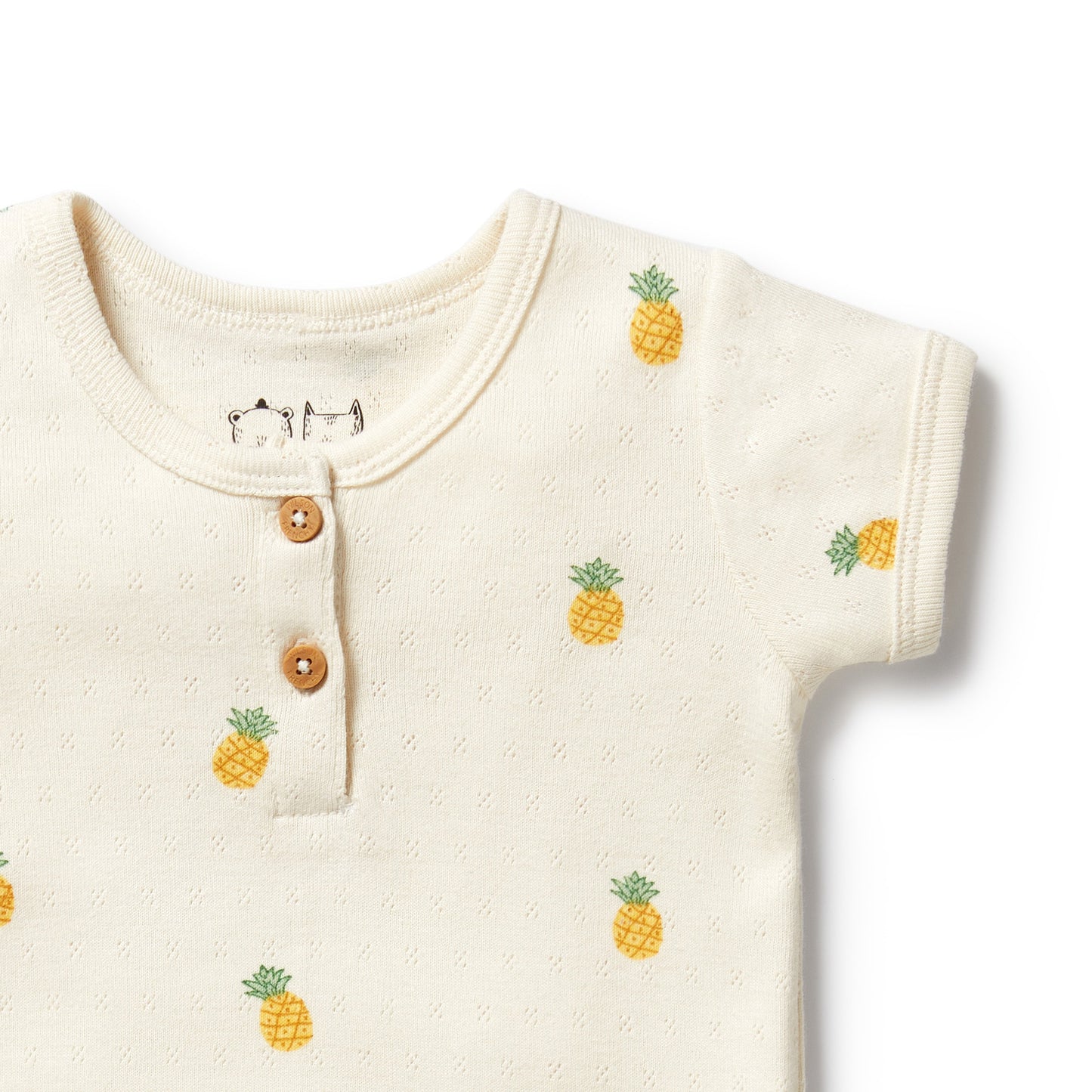 Wilson & Frenchy Organic Pointelle Henley Bodysuit Piney Pals