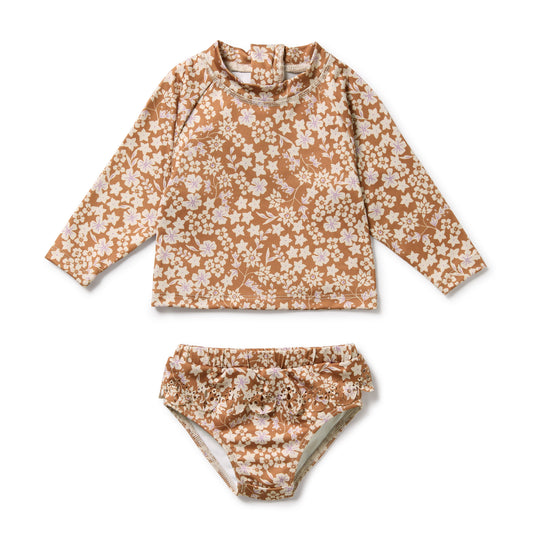 Wilson & Frenchy Girls Cutwork Rashie Swimset Hazel Floral