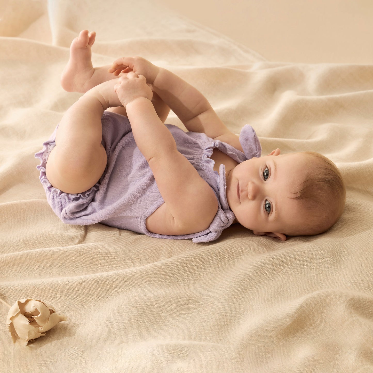 Wilson & Frenchy Organic Terry Tie Playsuit Lavender Shells