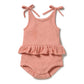 Wilson & Frenchy Organic Knitted Pointelle Playsuit Petal Pink