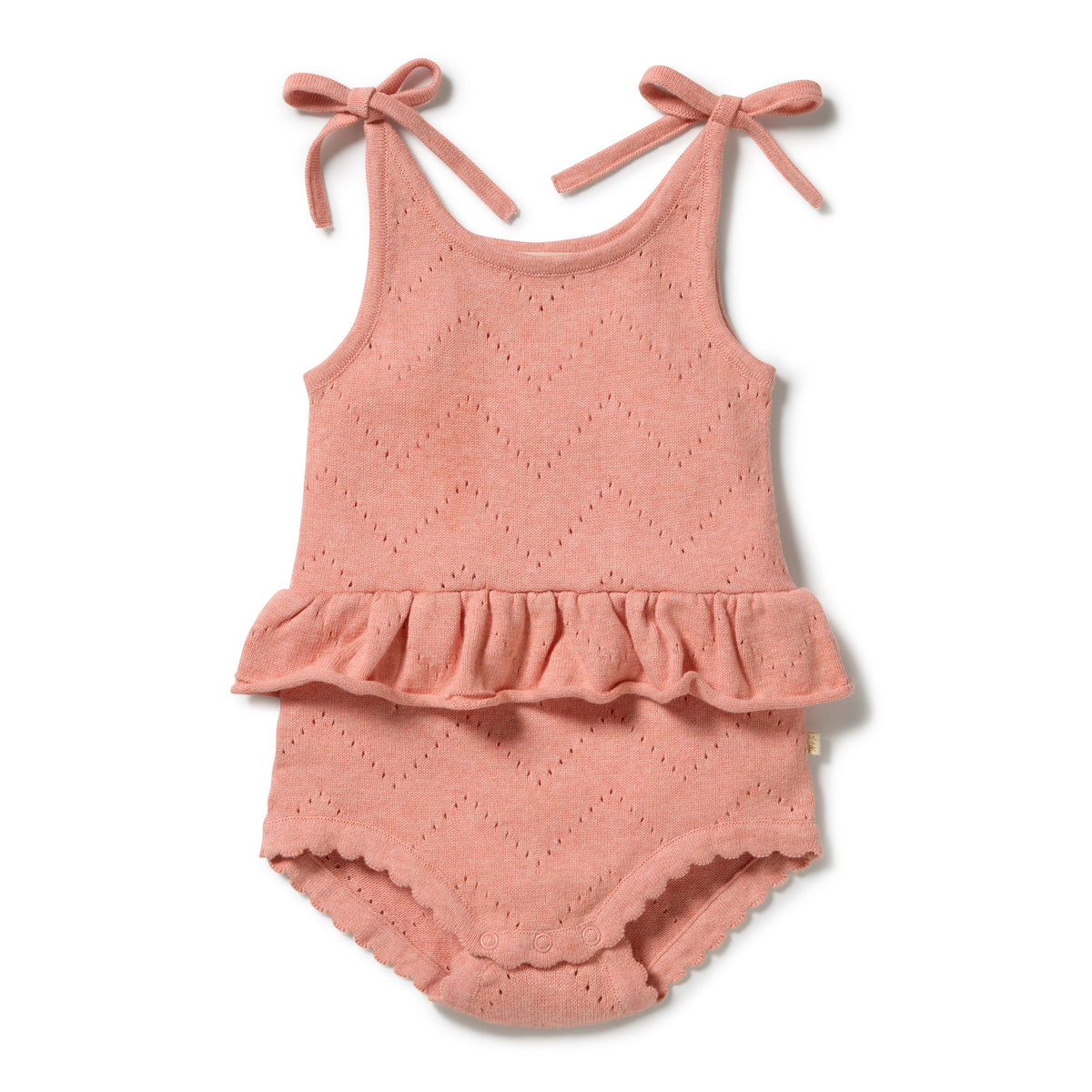 Wilson & Frenchy Organic Knitted Pointelle Playsuit Petal Pink