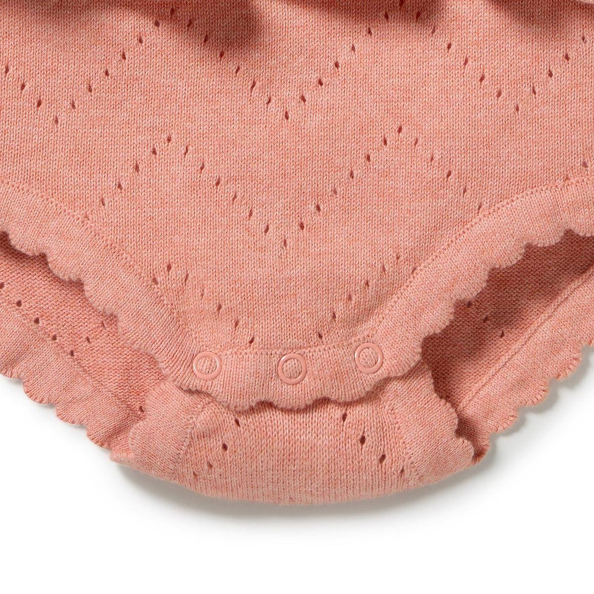 Wilson & Frenchy Organic Knitted Pointelle Playsuit Petal Pink