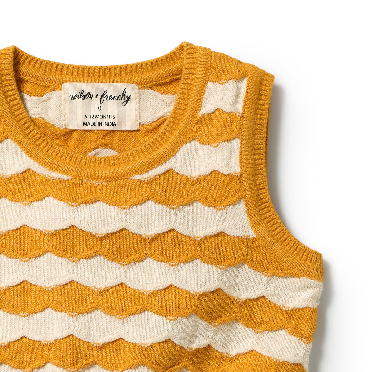 Wilson & Frenchy Organic Knitted Chevron Bodysuit Marmalade