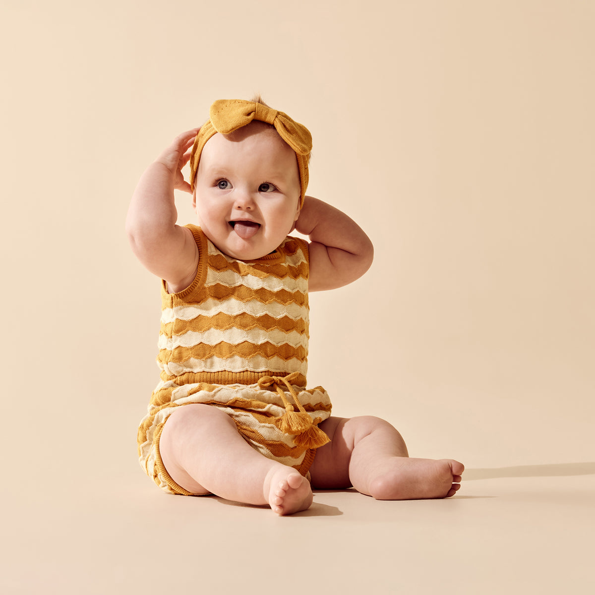Wilson & Frenchy Organic Knitted Chevron Bodysuit Marmalade