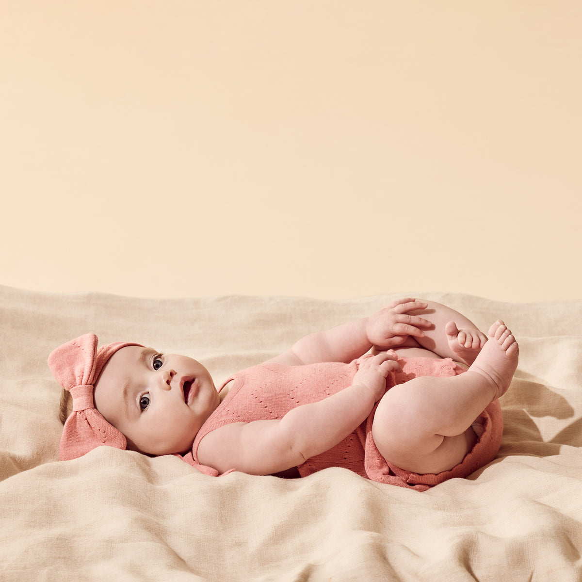 Wilson & Frenchy Organic Knitted Pointelle Headband Petal Pink
