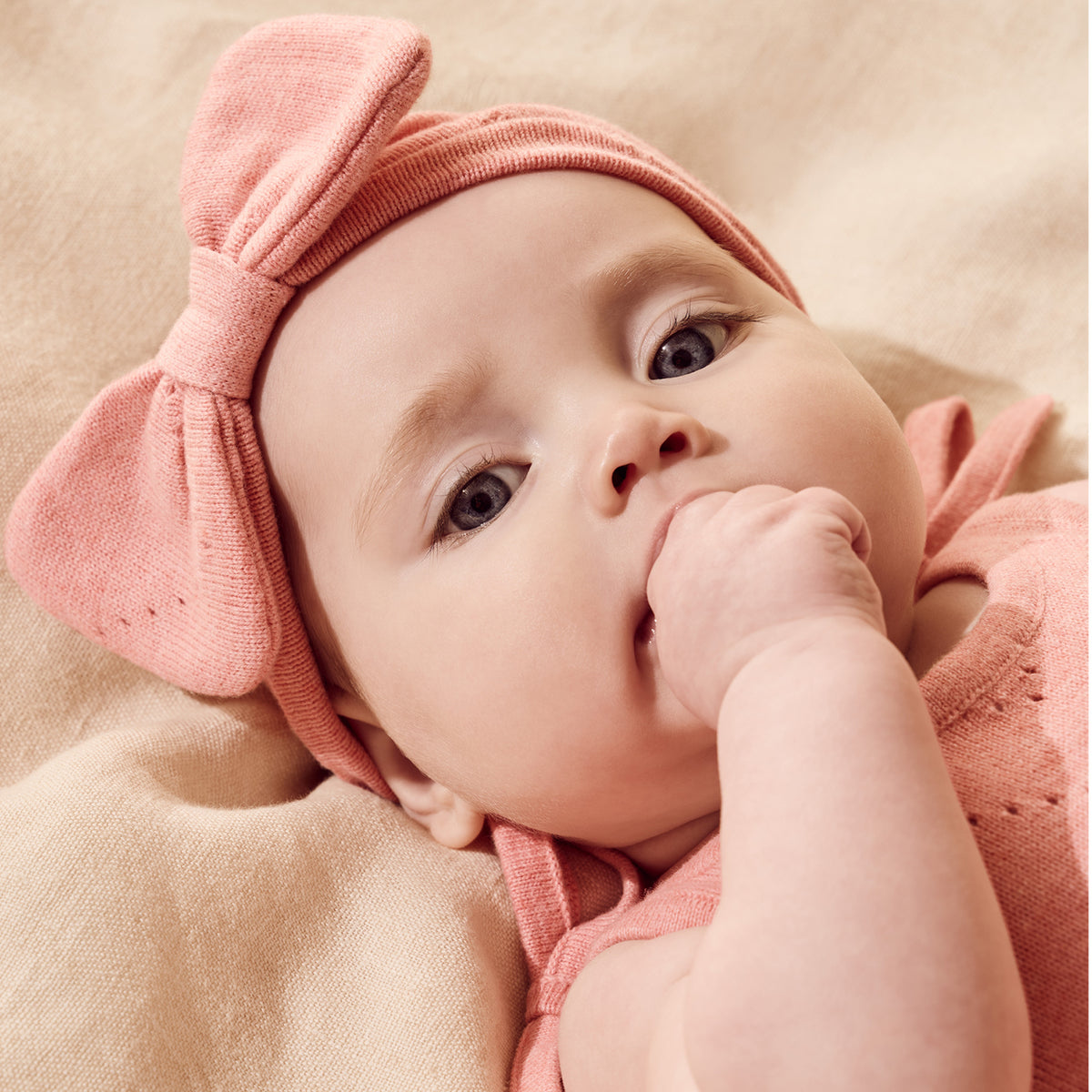 Wilson & Frenchy Organic Knitted Pointelle Headband Petal Pink