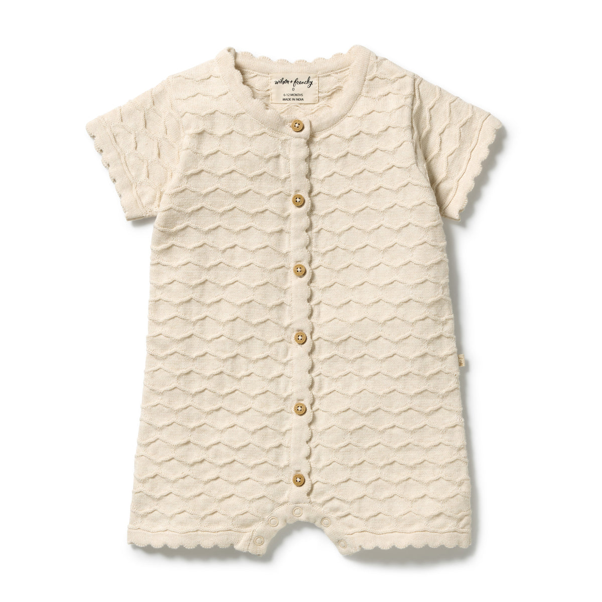 Wilson & Frenchy Organic Knitted Chevron Growsuit Milk Cloud