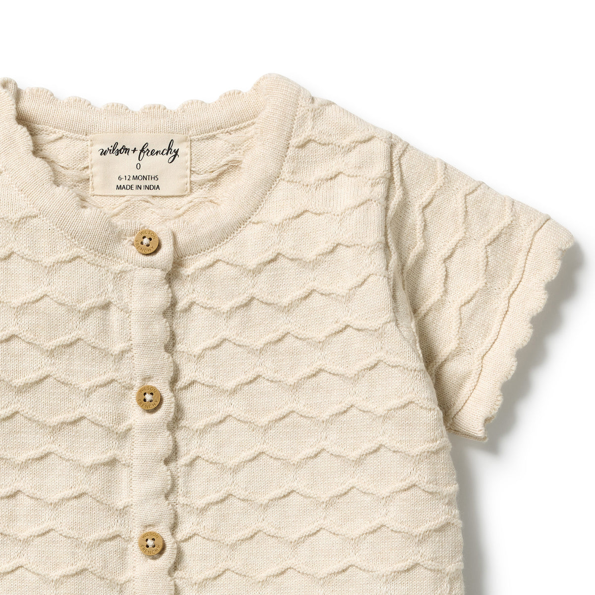 Wilson & Frenchy Organic Knitted Chevron Growsuit Milk Cloud