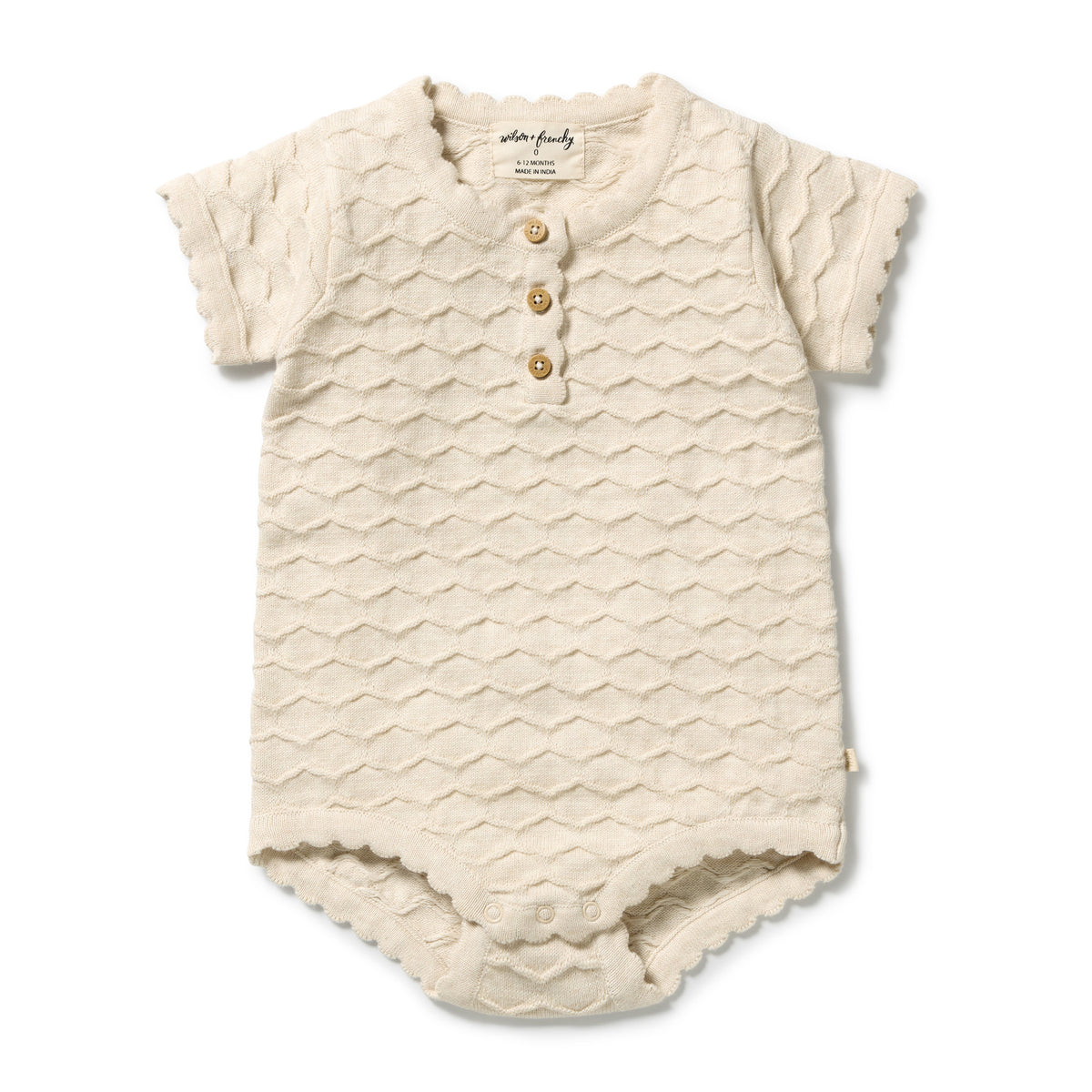 Wilson & Frenchy Organic Knitted Chevron Bodysuit Milk Cloud