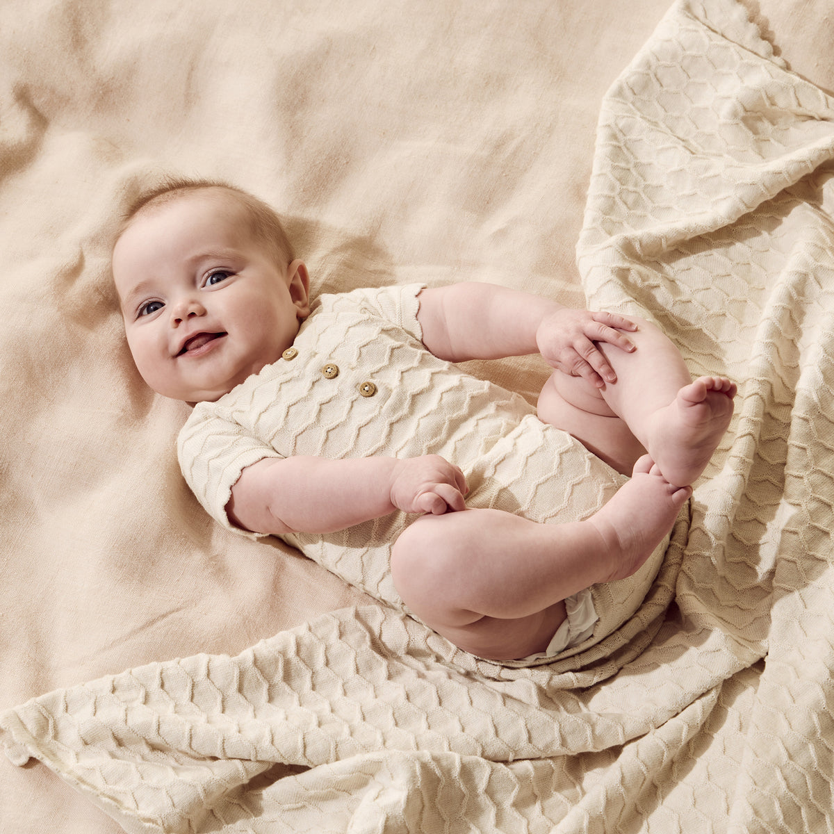 Wilson & Frenchy Organic Knitted Chevron Bodysuit Milk Cloud