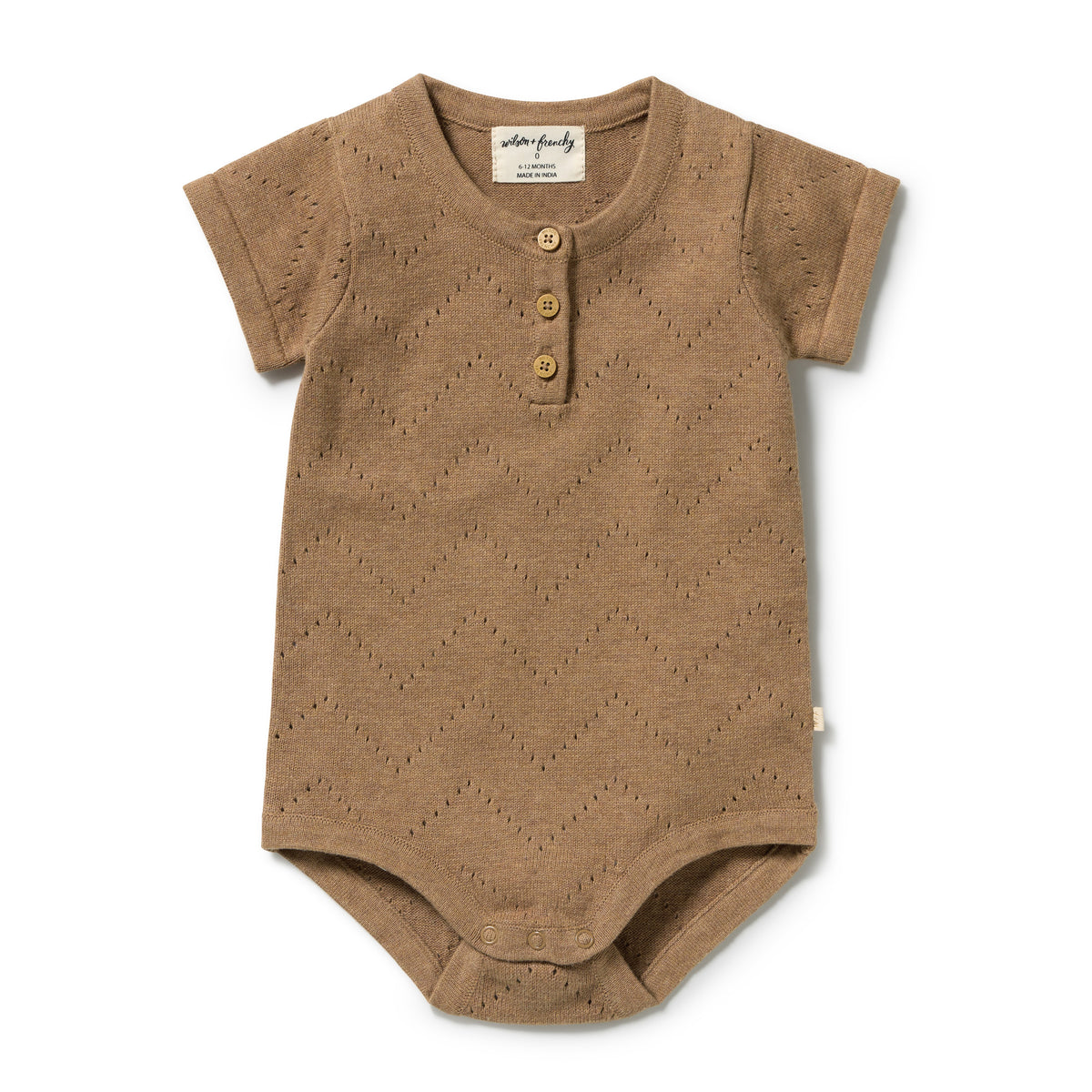Wilson & Frenchy Organic Knitted Pointelle Bodysuit Ginger Snap