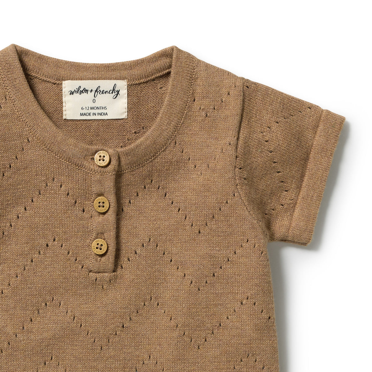 Wilson & Frenchy Organic Knitted Pointelle Bodysuit Ginger Snap