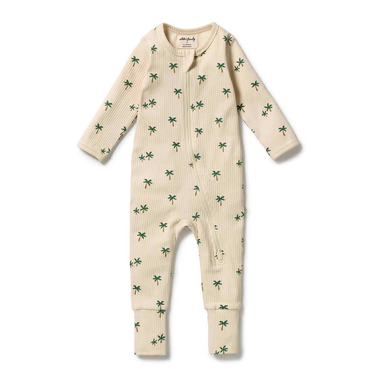 Wilson & Frenchy Organic Zipsuit with Feet Tiny Palm