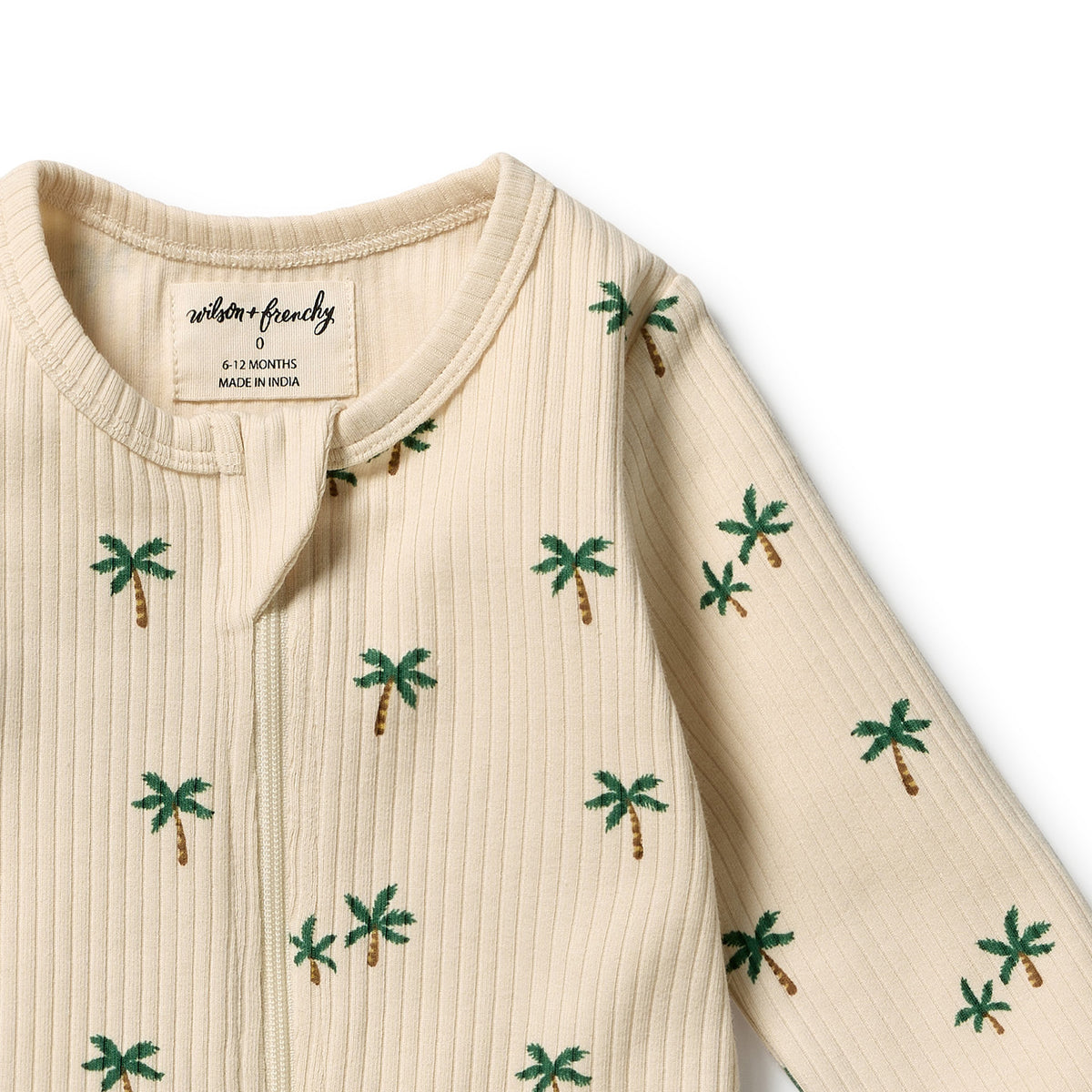 Wilson & Frenchy Organic Zipsuit with Feet Tiny Palm