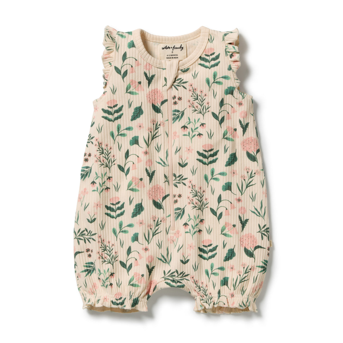 Wilson & Frenchy Organic Ruffle Zipsuit Sweet Bloom