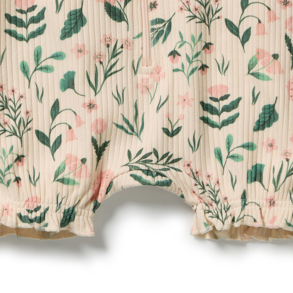 Wilson & Frenchy Organic Ruffle Zipsuit Sweet Bloom
