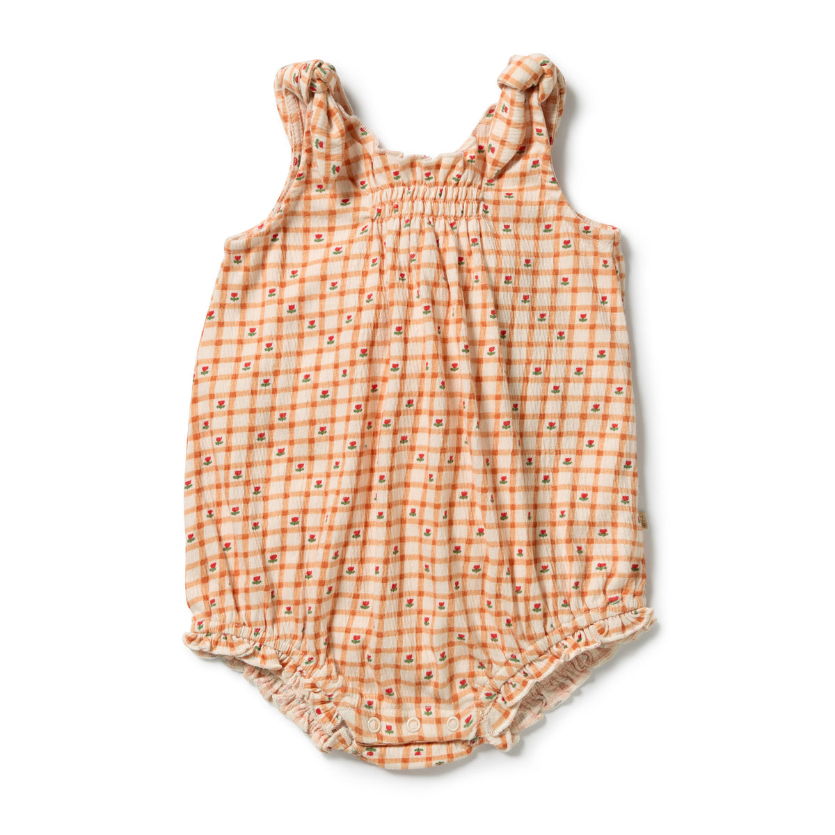 Wilson & Frenchy Organic Crinkle Tie Playsuit Checkerberry