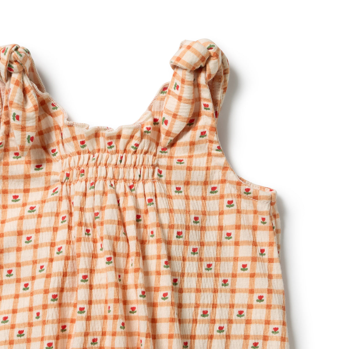 Wilson & Frenchy Organic Crinkle Tie Playsuit Checkerberry