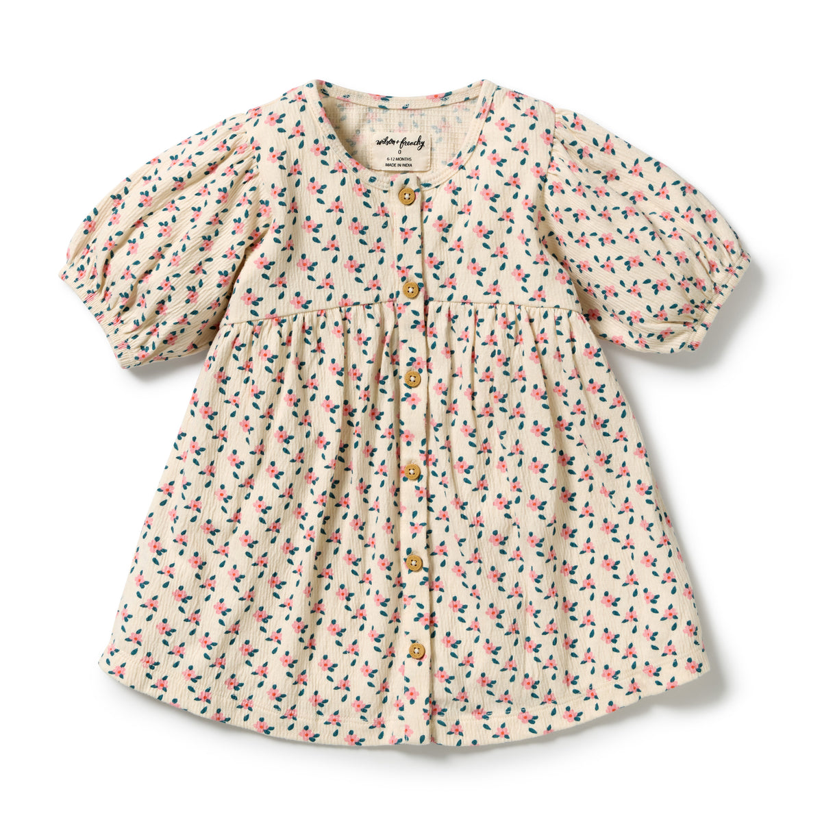 Wilson & Frenchy Organic Crinkle Button Dress Little Blossom