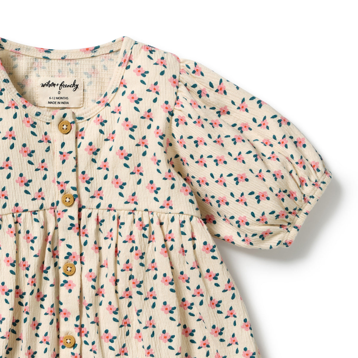 Wilson & Frenchy Organic Crinkle Button Dress Little Blossom