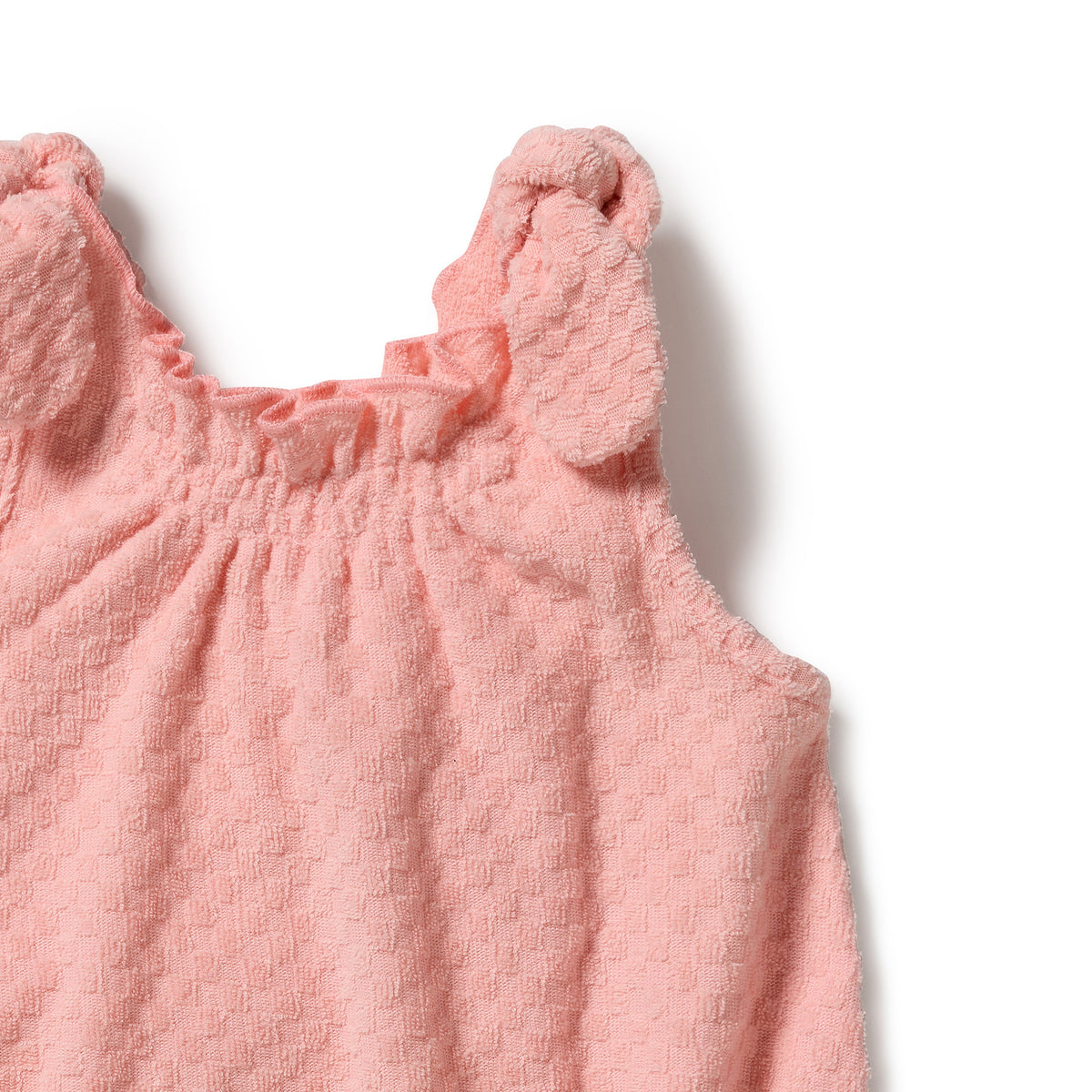 Wilson & Frenchy Organic Terry Tie Playsuit Petal Pink Check