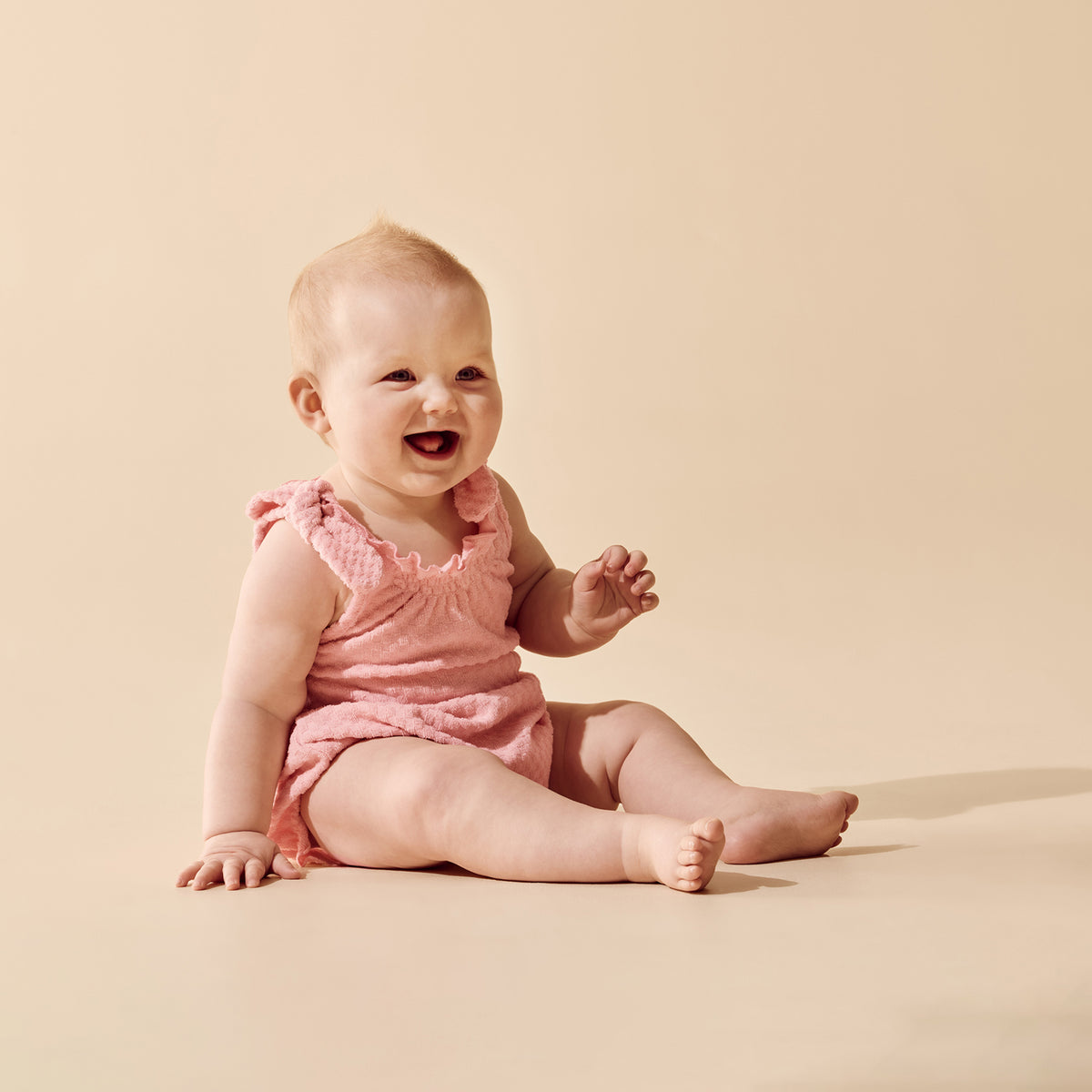 Wilson & Frenchy Organic Terry Tie Playsuit Petal Pink Check