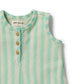 Wilson & Frenchy Organic Terry Growsuit Seafoam Stripe