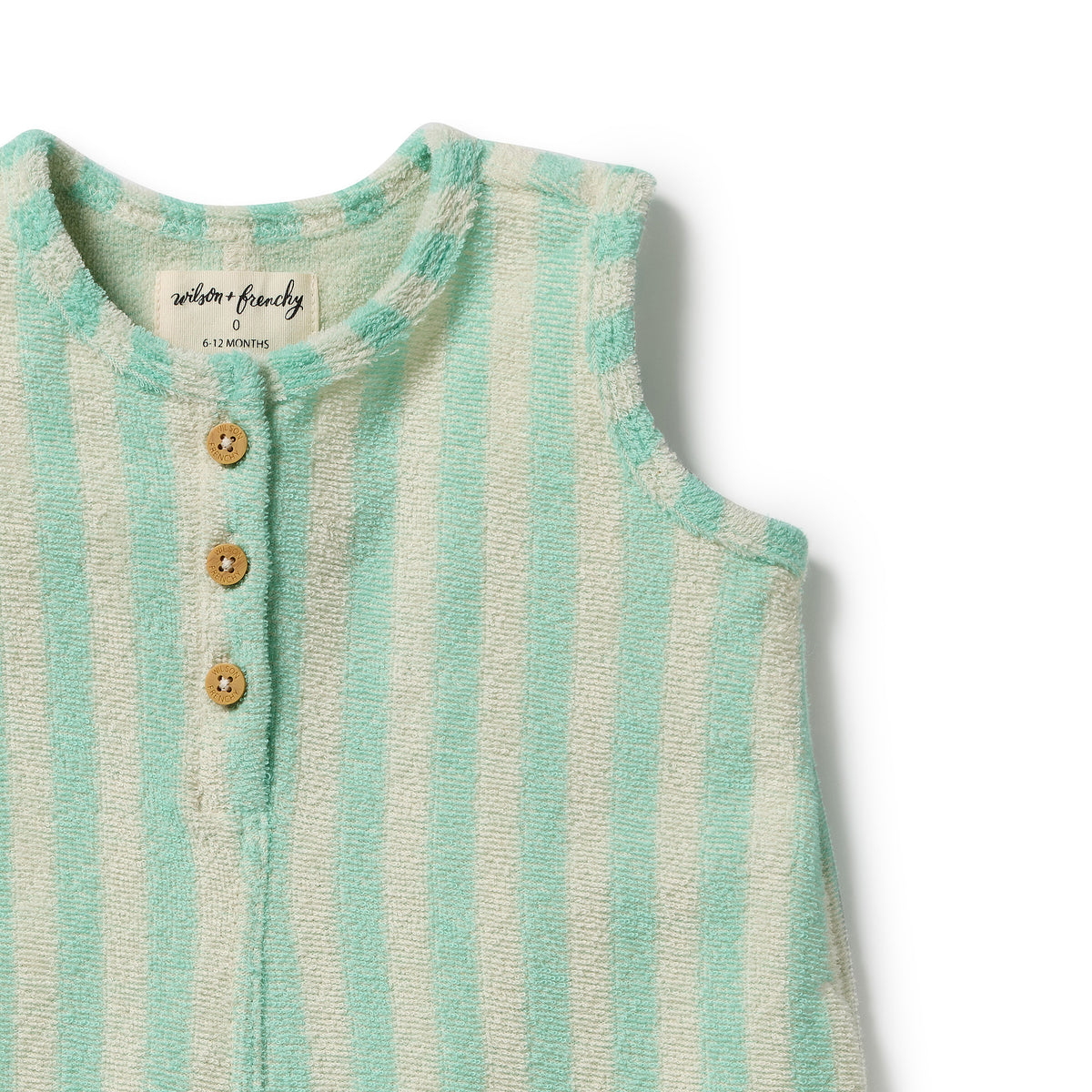 Wilson & Frenchy Organic Terry Growsuit Seafoam Stripe