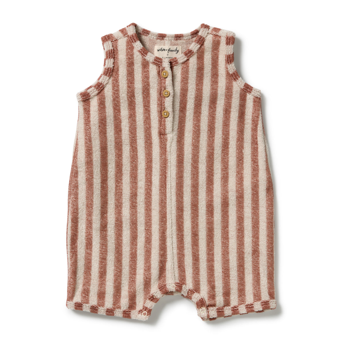 Wilson & Frenchy Organic Terry Growsuit Cherry Cola Stripe