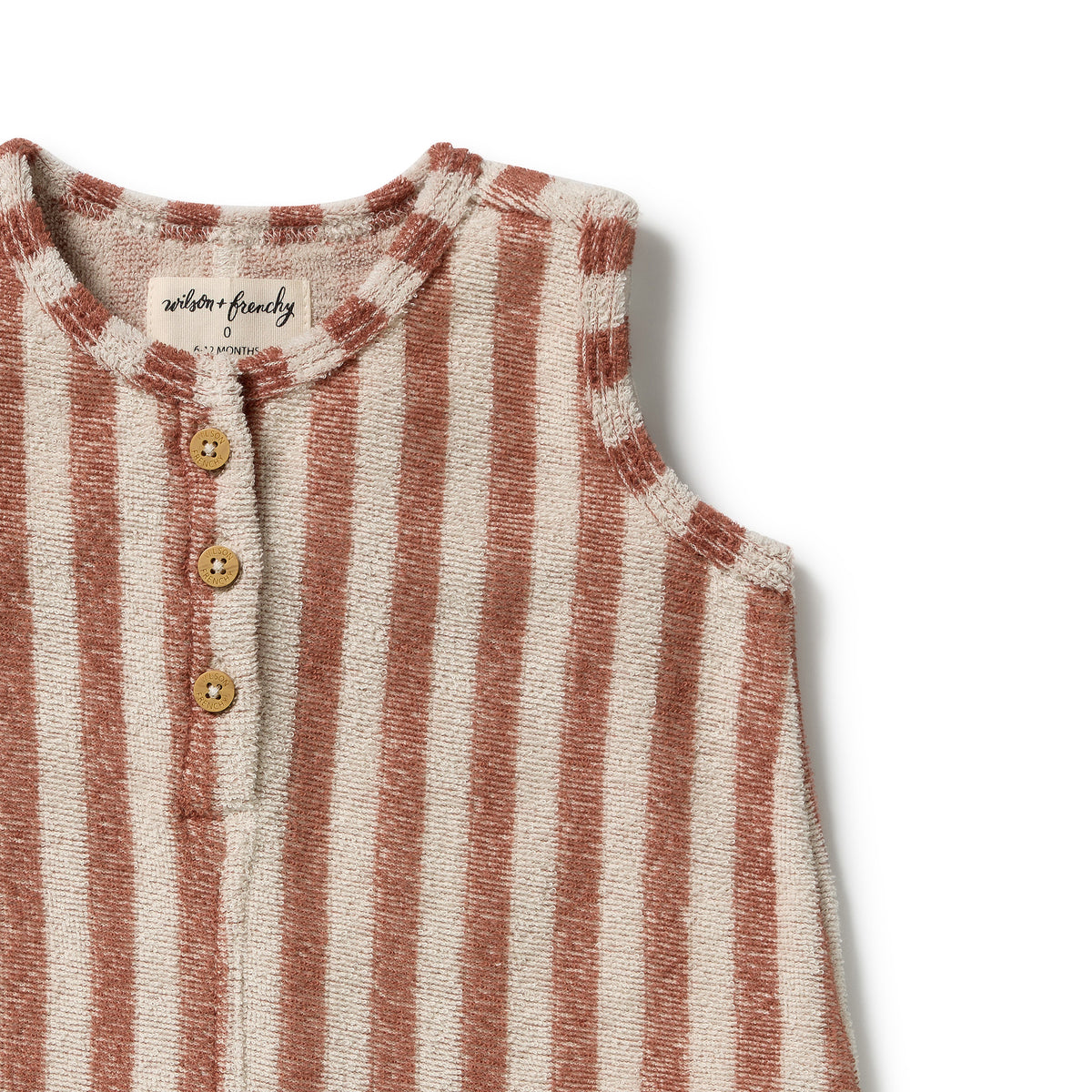 Wilson & Frenchy Organic Terry Growsuit Cherry Cola Stripe