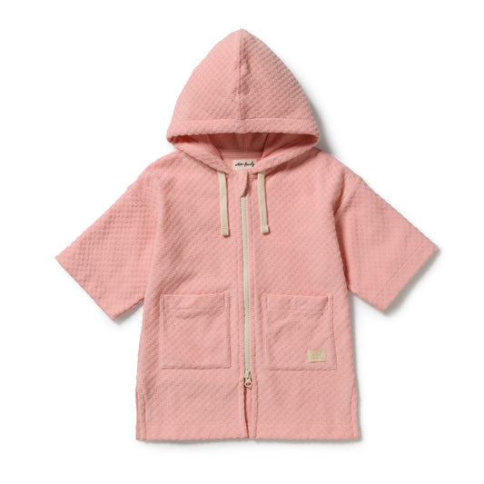 Wilson & Frenchy Organic Terry Hooded Towel Petal Pink Check