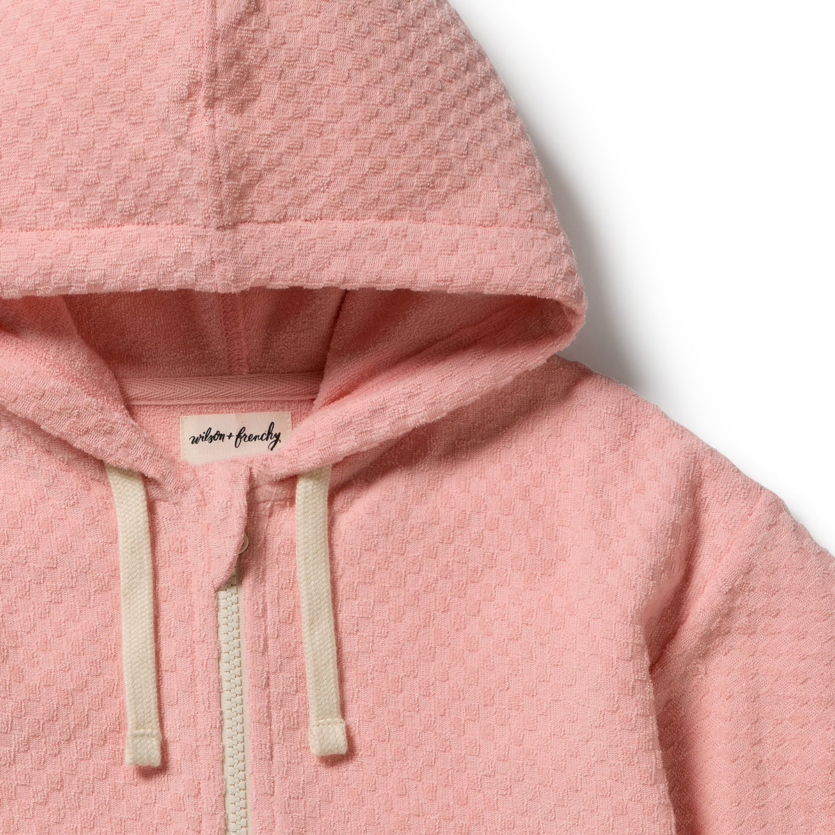 Wilson & Frenchy Organic Terry Hooded Towel Petal Pink Check