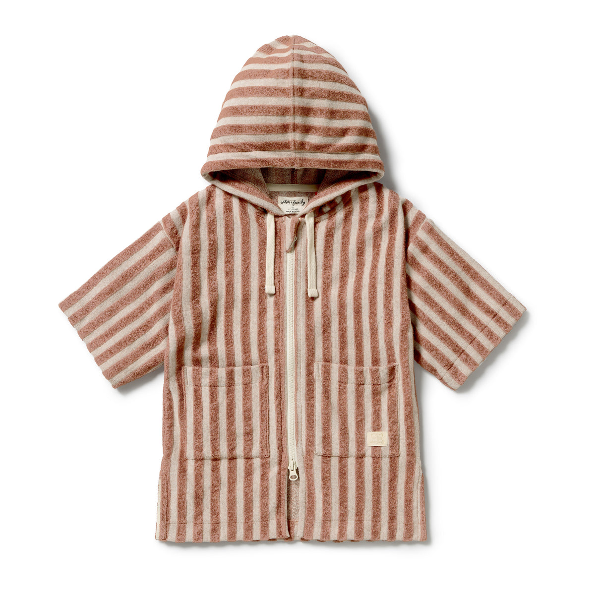 Wilson & Frenchy Organic Terry Hooded Towel Cherry Cola Stripe