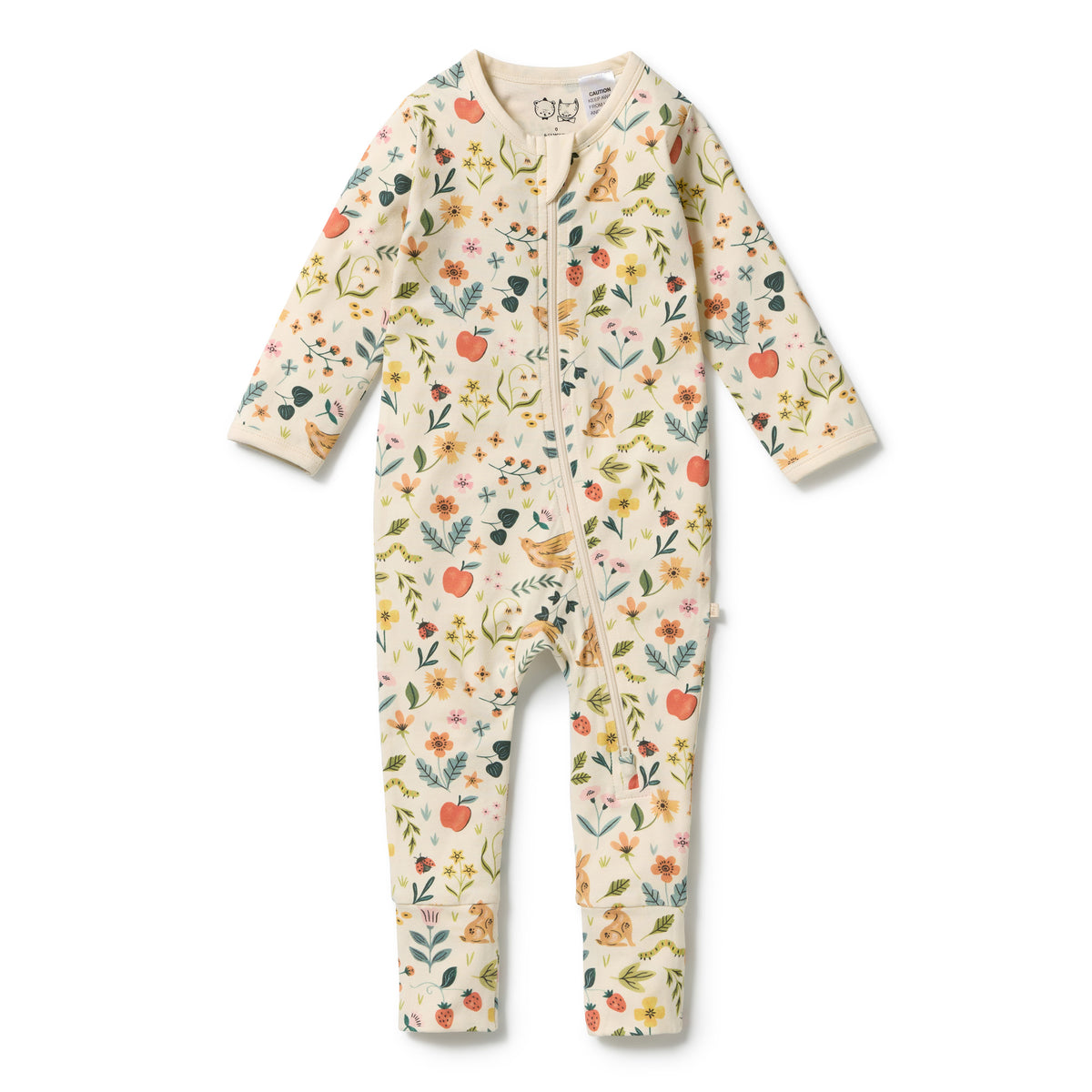 Wilson & Frenchy Organic Zipsuit with Feet Summer Garden
