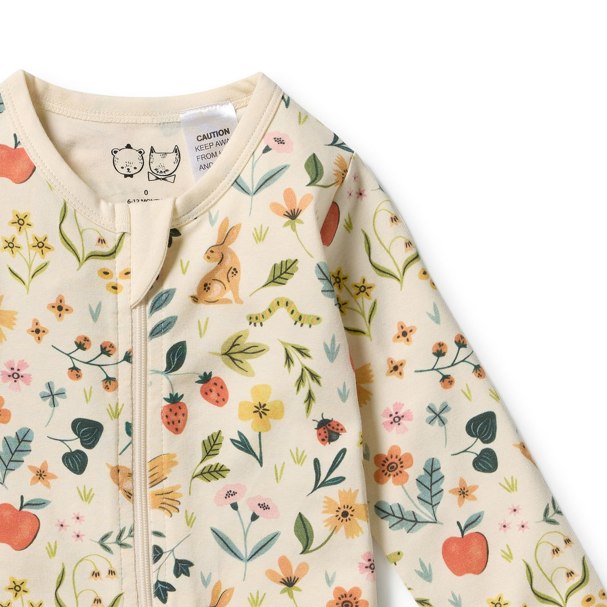 Wilson & Frenchy Organic Zipsuit with Feet Summer Garden